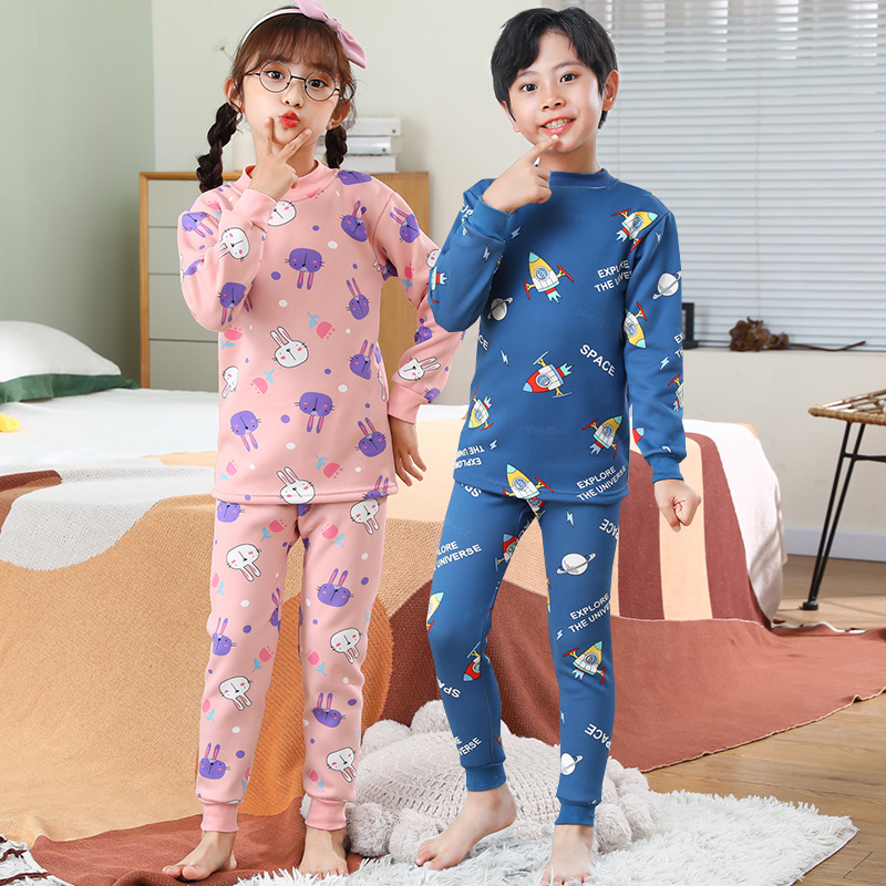 【券后价:29.9元】 儿童加绒加厚秋衣秋裤男女中领纯棉内衣套装 - 果贝猴旗舰店