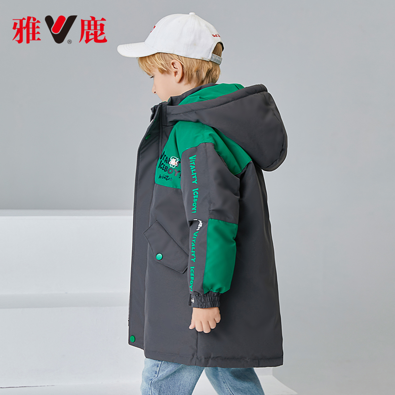 【券后价:199元】 雅鹿儿童中长款羽绒服白鸭绒外套 - 雅鹿夏艾思专卖店