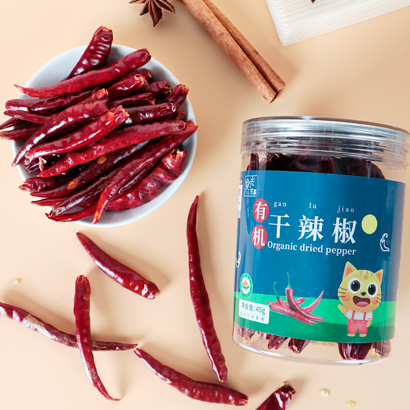 【券后价:20元】 1件8折！包邮食光往事有机干辣椒45g - 天猫超市