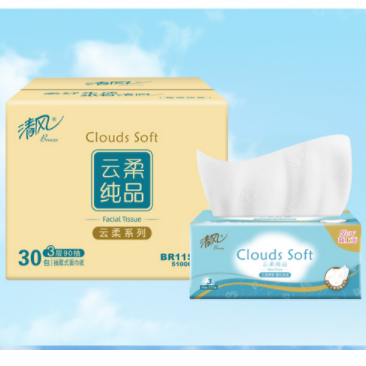 【券后价:48.9元】 清风抽纸云柔纯品3层90抽30包 - 天猫超市