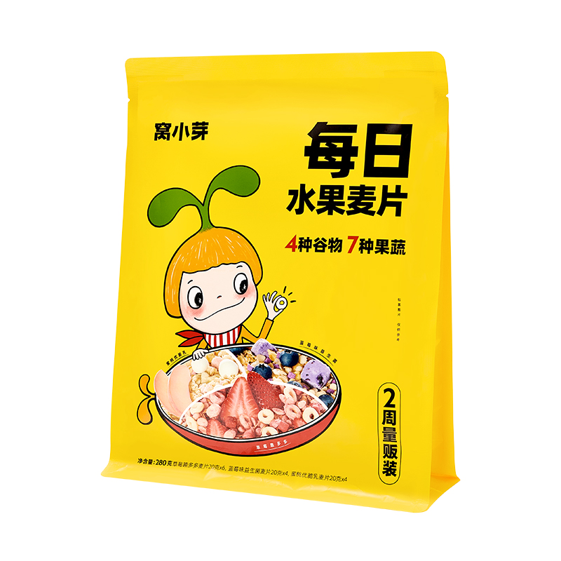 【券后价:24元】 窝小芽每日水果麦片量贩装280g - 天猫超市