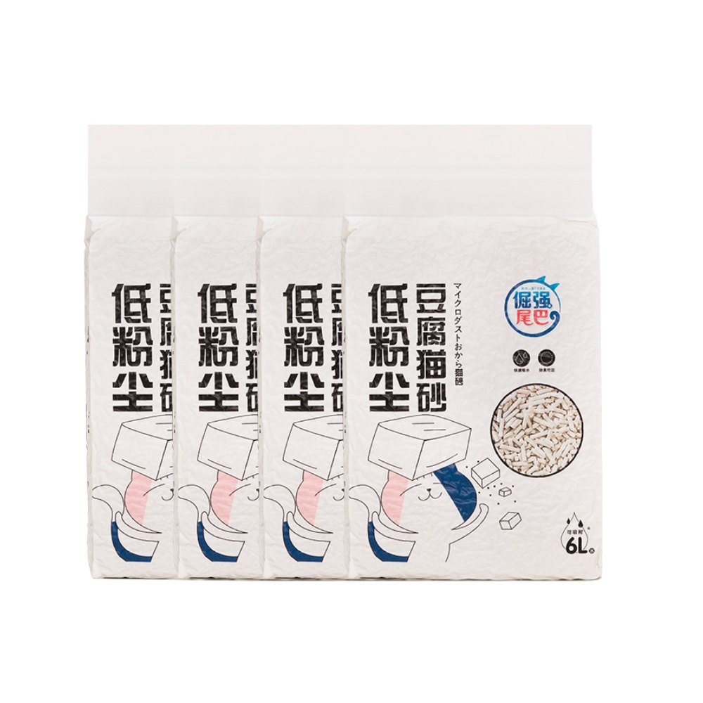 【券后价:69.8元】 倔强的尾巴净味低粉尘豆腐猫砂6L*4袋 - 天猫超市