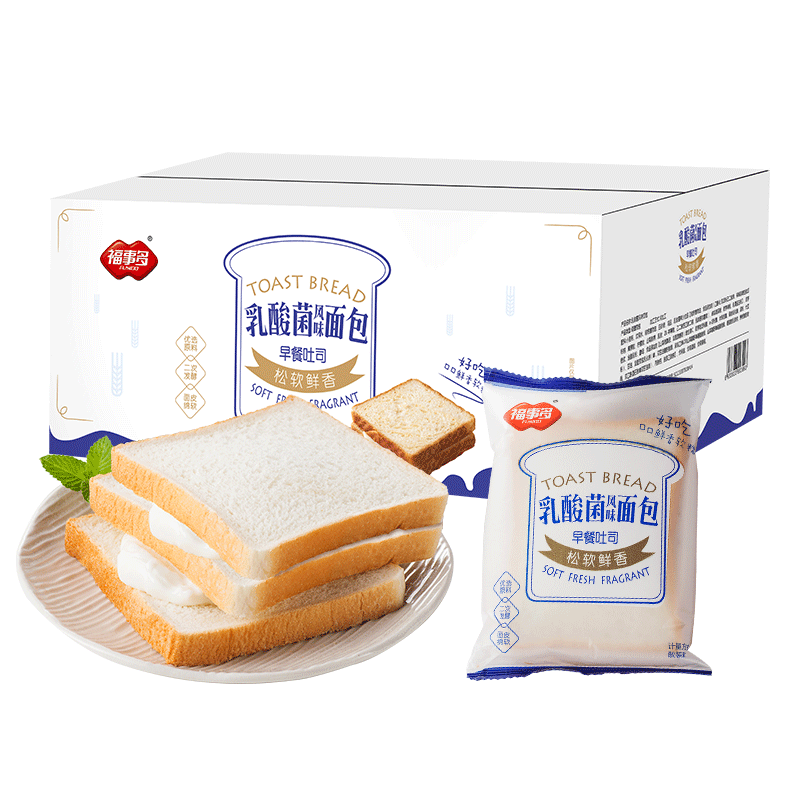 【券后价:17.9元】 【可凑单】福事多乳酸菌吐司面包1kg - 天猫超市