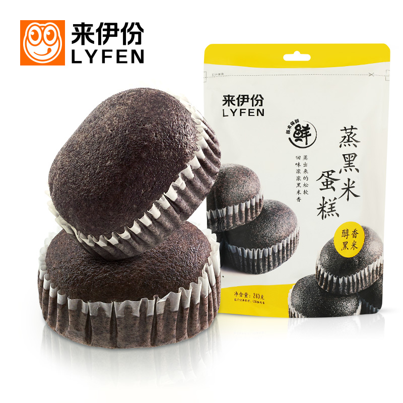 【券后价:14.9元】 来伊份蒸黑米蛋糕240g