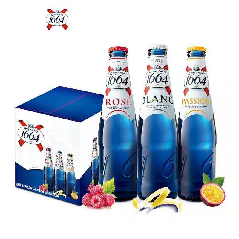【券后价:93元】 1664啤酒桃红果香味小麦330ml*9 - kronenbourg1664旗舰店