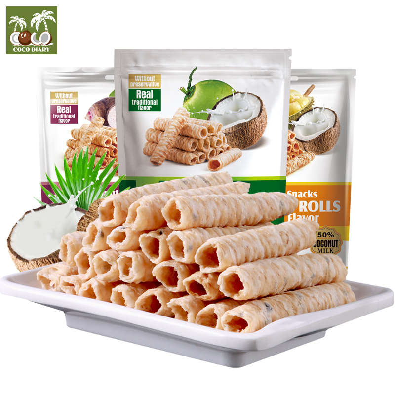 【券后价:29.9元】 泰国进口椰子日记椰子蛋卷80g*3袋椰子 - 意满强食品专营店