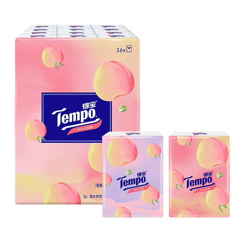 【券后价:25元】 【下拉百亿补帖25】得宝甜心桃印花手帕纸 - tempo得宝官方旗舰店