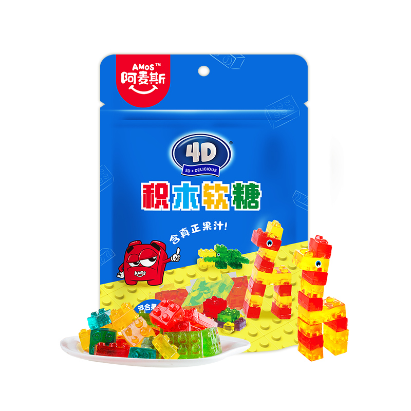 【券后价:7.91元】 【阿麦斯】4D儿童积木果汁软糖28g*5袋 - amos阿麦斯食品旗舰店