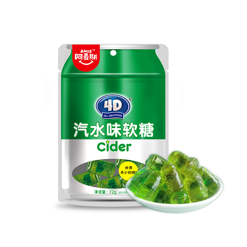 【券后价:11.51元】 【阿麦斯】4D汽水味夹心软糖72g*2袋 - amos阿麦斯食品旗舰店