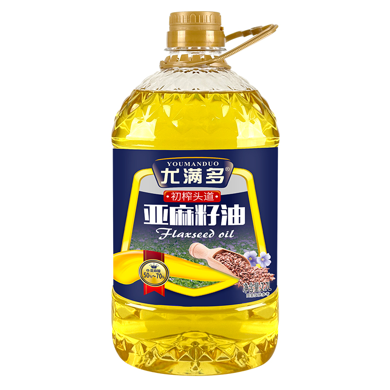【券后价:39.9元】 尤满多一级冷榨亚麻籽油2.7L - 尤满多粮油专营店