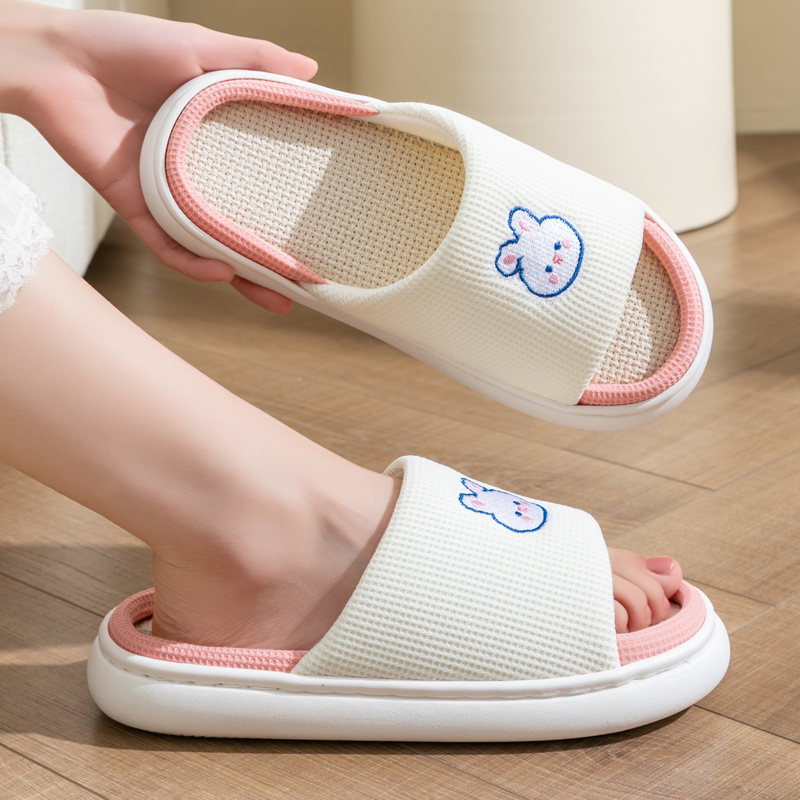 【券后价:12.9元】 四季可穿！厚底男女情侣款亚麻拖鞋 - 贝彼家居专营店