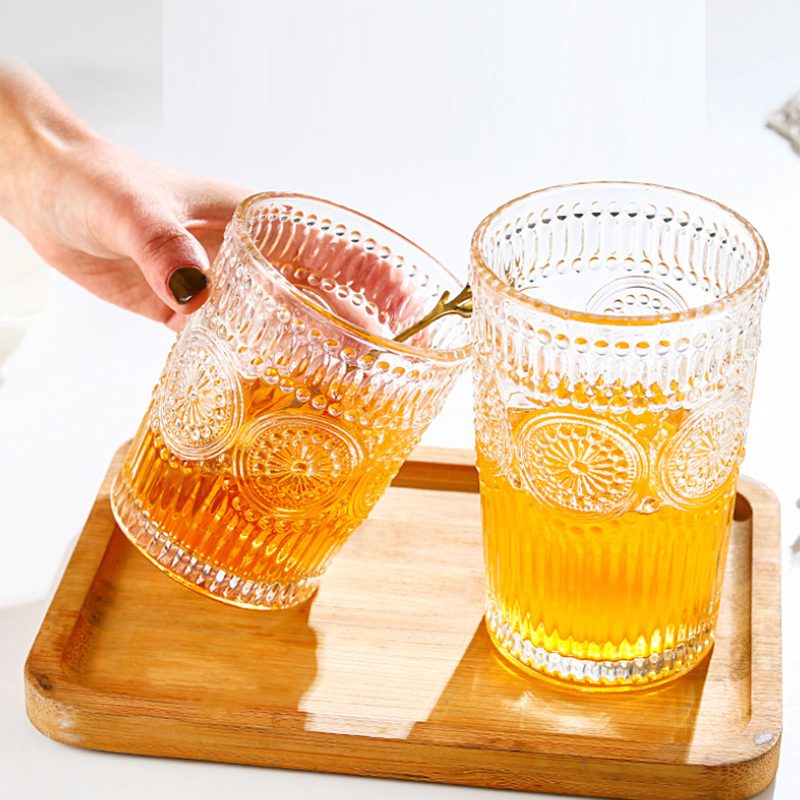 【券后价:19.9元】 日式高颜值浮雕玻璃杯*2只 - 水之铭旗舰店