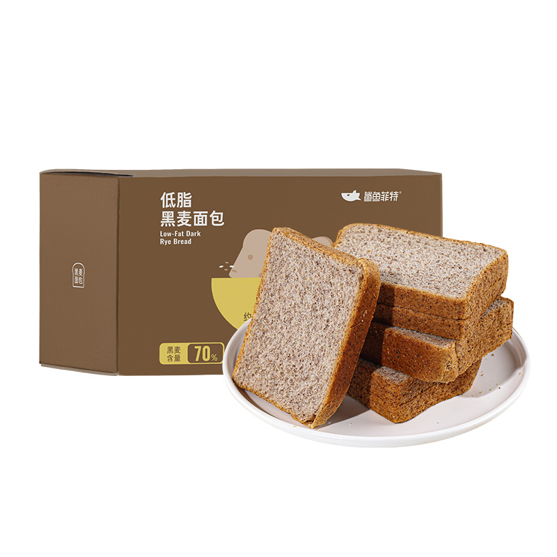【券后价:19.9元】 鲨鱼菲特黑麦全麦面包整箱2斤装 - 鲨鱼菲特旗舰店