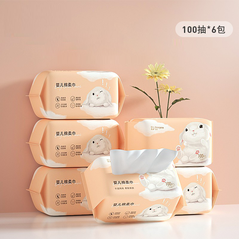 【券后价:34.9元】 德佑棉柔巾婴儿专用擦屁洗脸洁面100抽6包 - 天猫超市