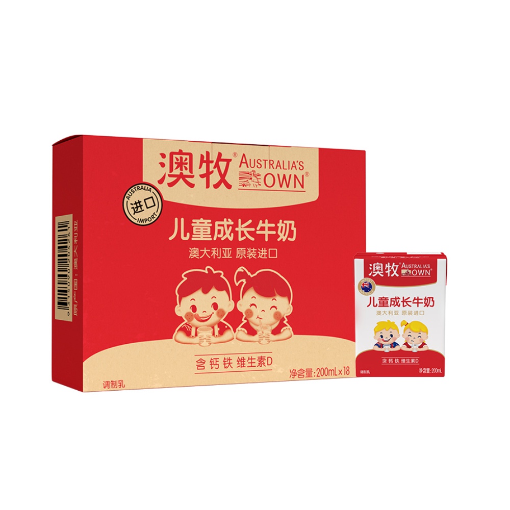 【券后价:106元】 【拍2件】澳牧儿童成长牛奶整箱200mlx36盒 - 天猫超市