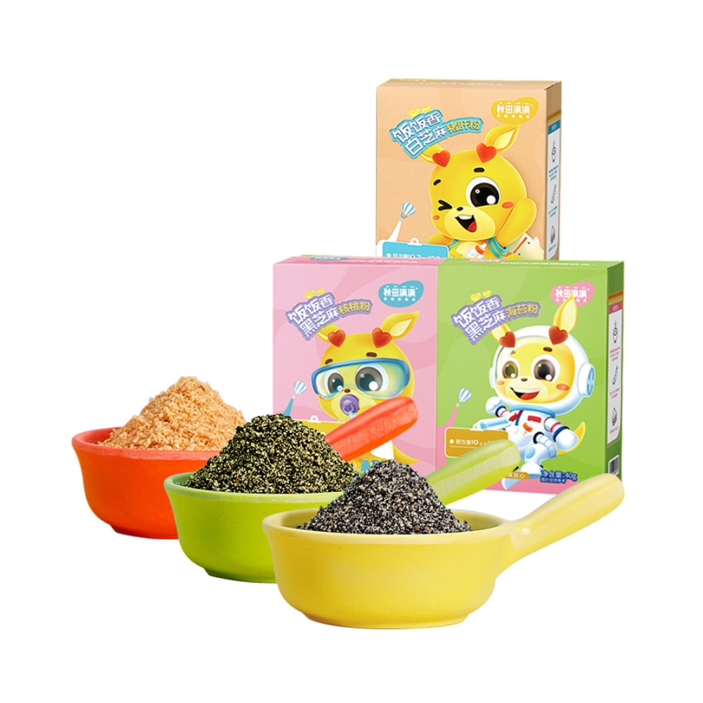 【券后价:39.9元】 秋田满满宝宝核桃海苔猪肝粉拌饭料3合一 - 天猫超市