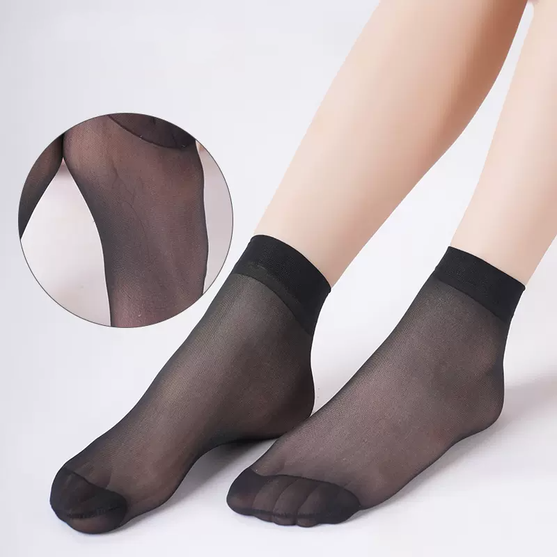 【券后价:3.9元】 【稳定签到】透明隐形水晶袜黑色5双