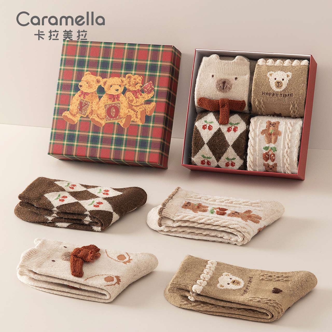 【券后价:34.91元】 caramella中筒羊毛袜礼盒装4双装 - caramella服饰旗舰店