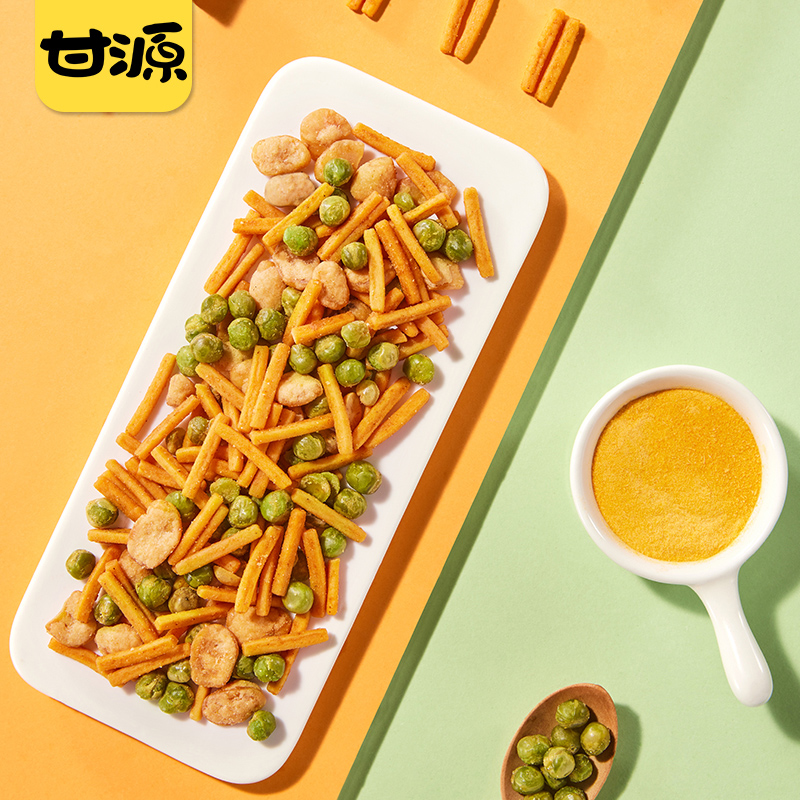 【券后价:18.9元】 【拍5件！】甘源虾条豆果共100gx5袋