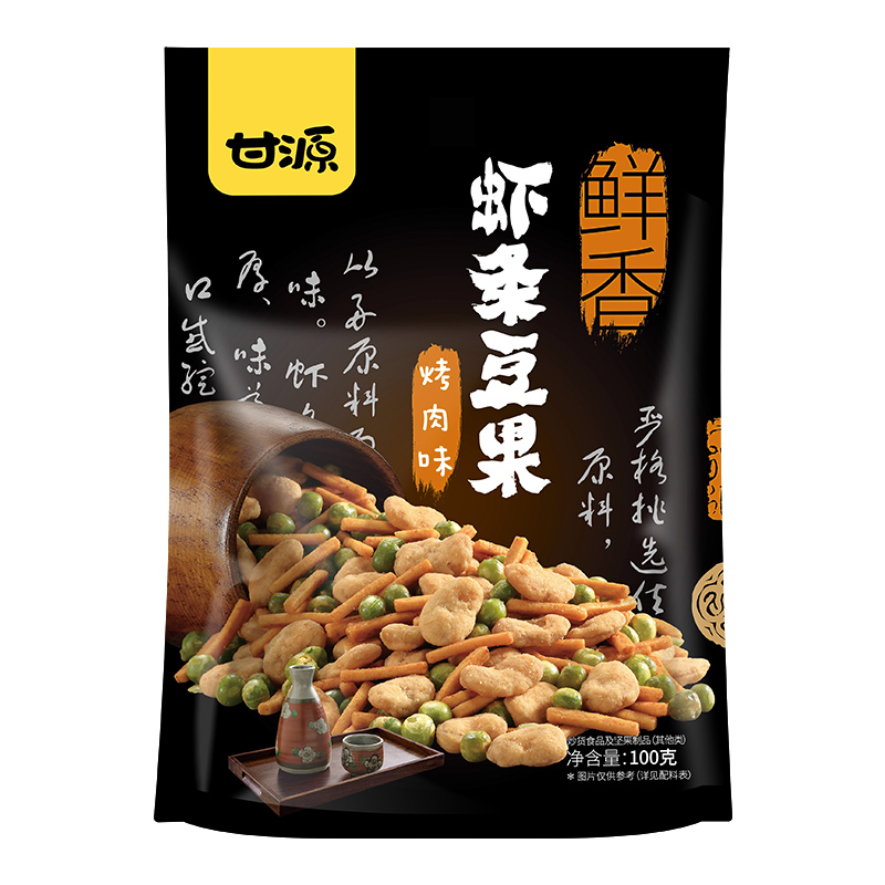 【券后价:7.8元】 甘源牌-烤肉味虾条豆果100g宿舍吃货解馋