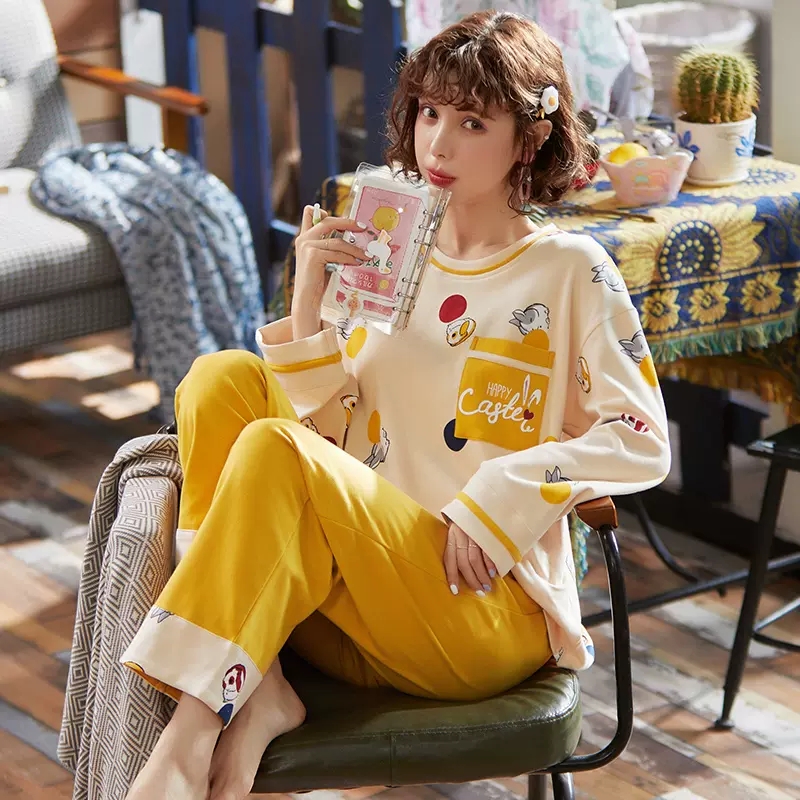 【券后价:49元】 春秋季高级感长袖睡衣两件套女 - 纯小美旗舰店