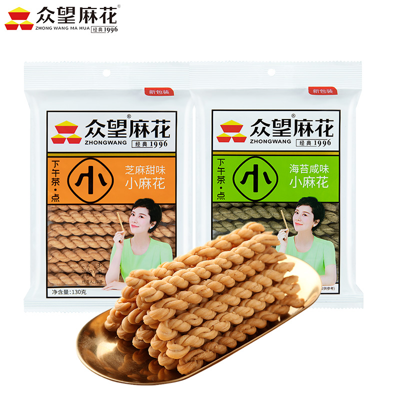 【券后价:16.8元】 众望小麻花经典系列袋装海苔130g - 众望食品旗舰店