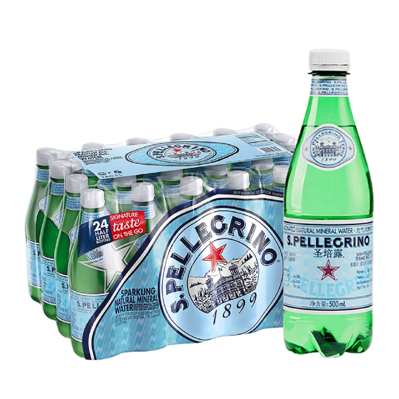 【券后价:129元】 意大利S.Pellegrino圣培露气泡水500ml*24瓶 - 天猫超市