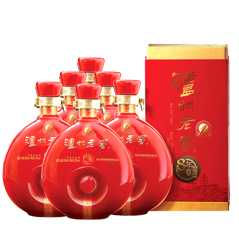 【券后价:1359元】 泸州老窖八年窖头曲红八浓香型52度500ml*6 - 天猫超市