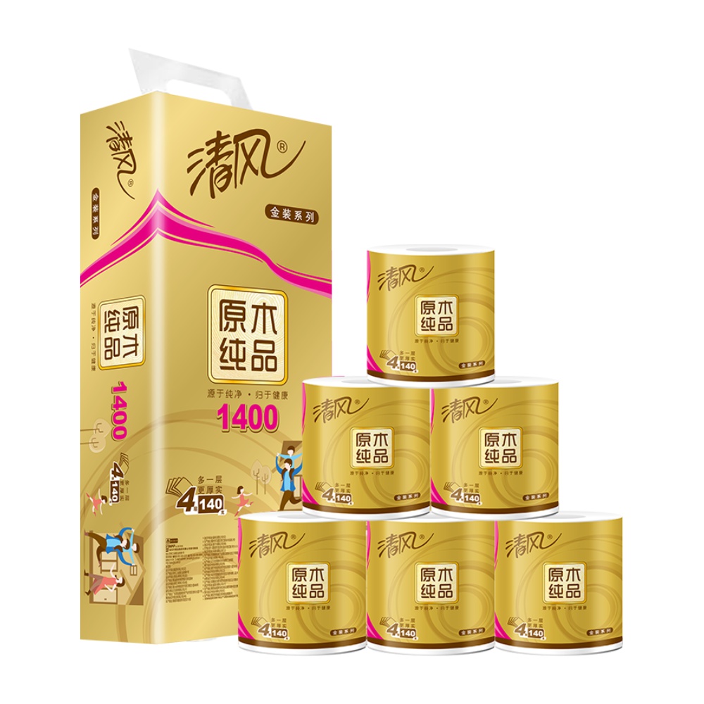 【券后价:22.9元】 清风卷纸原木金装4层140克10卷 - 天猫超市