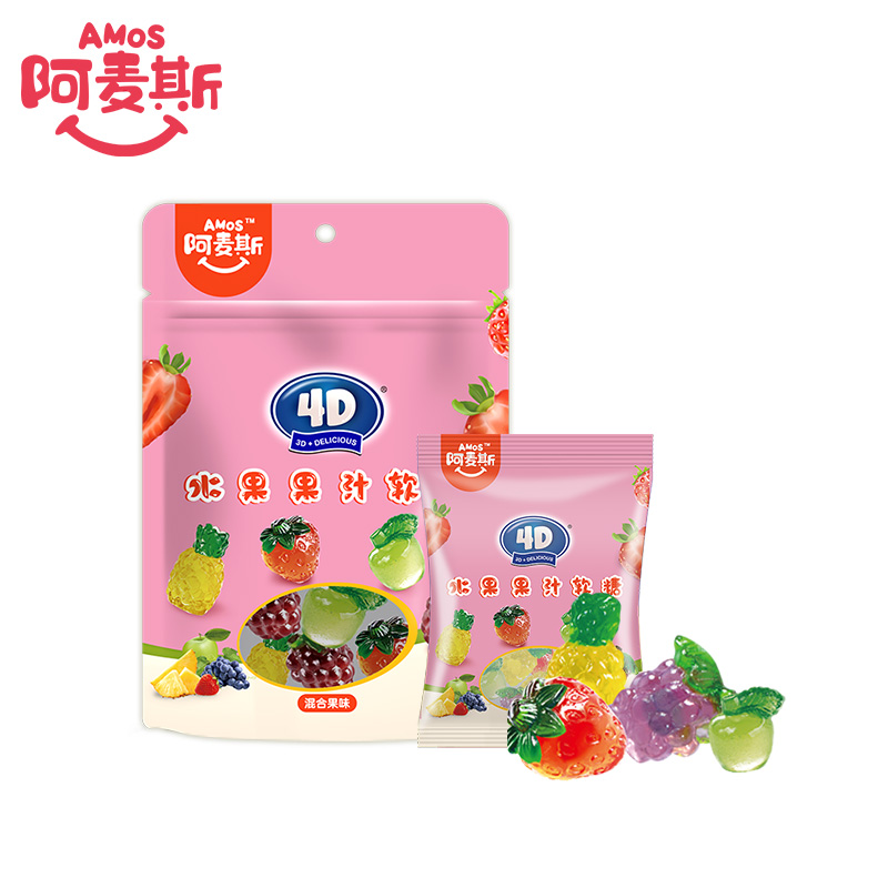 【券后价:11.9元】 【45g*4袋】【阿麦斯】4D果汁软糖 - amos阿麦斯食品旗舰店