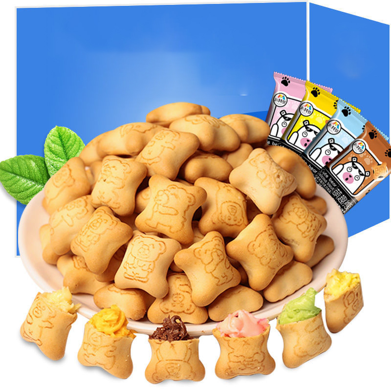 【券后价:15元】 夹心酸奶巧克力草莓口味小熊饼干 - 小萍食品