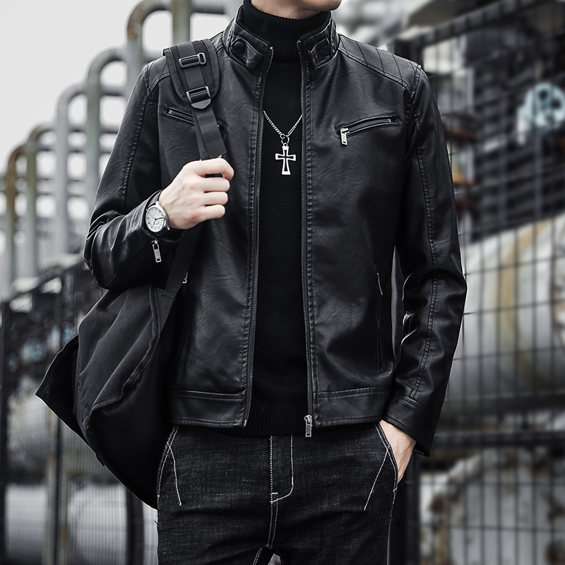 【券后价:109元】 男士皮衣夹克外套修身百搭棒球服皮机车皮衣 - SXRT旗舰店