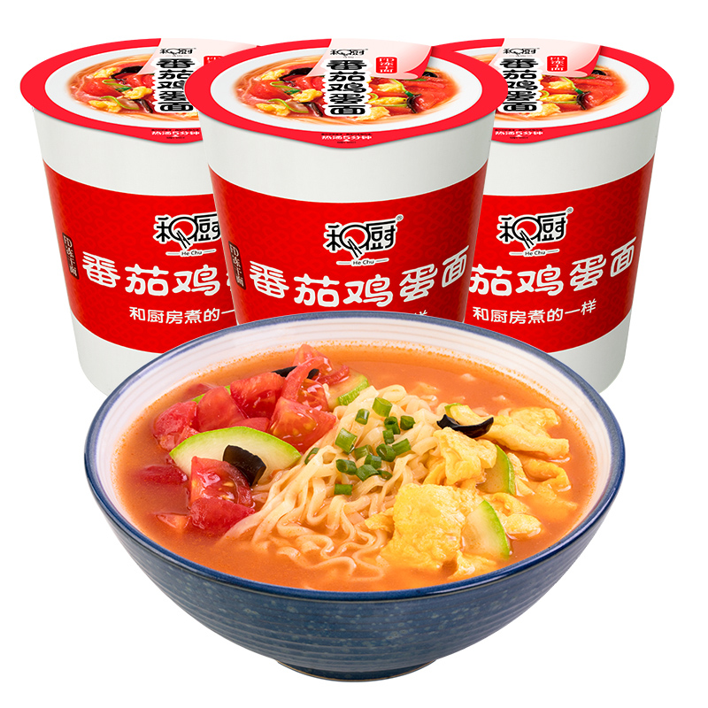 【券后价:24.9元】 【海福盛】和厨番茄鸡蛋非油炸速食面*6桶 - 悯农优谷食品专营店