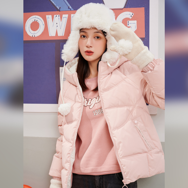 【券后价:89元】 【快鱼】时尚纯色连帽女款棉服 - 快鱼服饰旗舰店