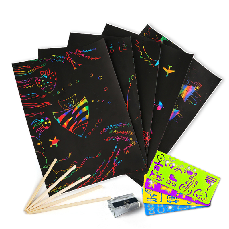 【券后价:8.8元】 JUN韩版炫彩刮刮画纸DIY涂鸦本30张 - 骏禾通文具专营店