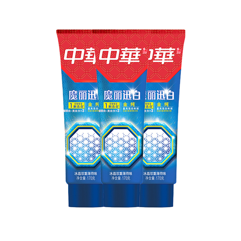 【券后价:37.92元】 中华金纯魔丽迅白牙膏170g×3支 - 天猫超市