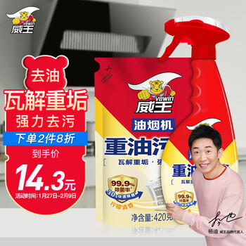 威王 油烟机去油污除菌液清洗剂*500g+420g