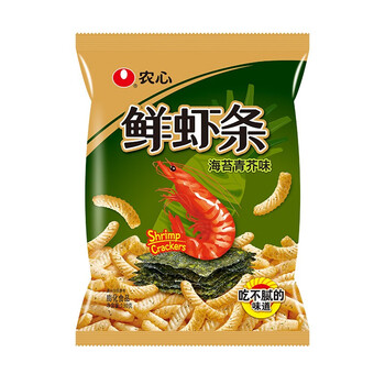 【京东】农心 海苔青芥味鲜虾条 130g 大包装袋装 海苔芥末味非油炸膨化休闲零食 办公室加班食品