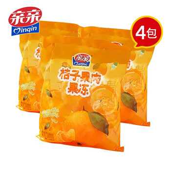【官方旗舰店】亲亲 桔子果肉果冻450g*4袋