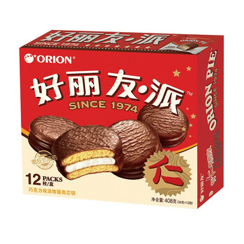 【京东】Orion 好丽友 巧克力味派12枚 408g/盒（新老包装随机发货）