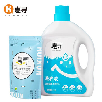 【自营】惠寻 柔顺护色洗衣液（4斤瓶装+450g/袋）