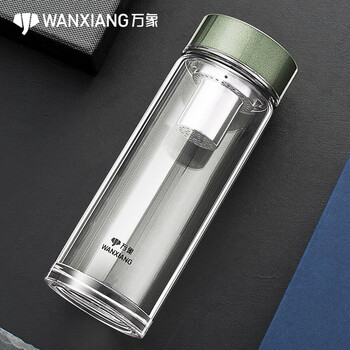 万象玻璃杯晶睿系列U168便携车载泡茶杯480ML