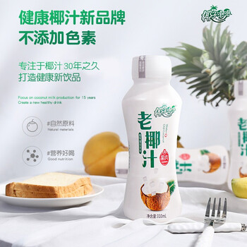 【京东】椰子泡泡 海南老椰汁 加果肉粒 310ml*6瓶