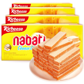 印尼进口纳宝帝Nabati丽芝士（Richeese）儿童休闲零食奶酪味威化580g(4盒装)