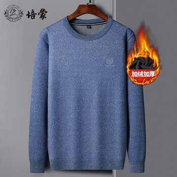 培蒙 男士加绒加厚时尚毛衣（含绵羊毛）