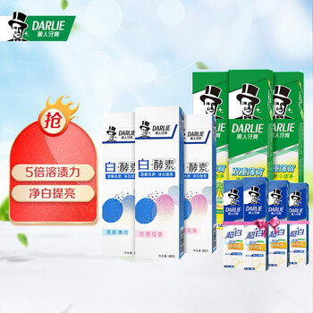 【59.9包邮】黑人牙膏套装
白酵素薄荷味80g*1+白酵素花香80g*2+双重薄荷120g*3+小苏打40g*4