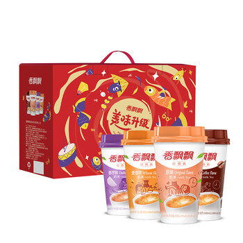 【京东】香飘飘奶茶 美味升级20杯 整箱礼盒装 原味麦香咖啡香芋4种口味1.6kg  早餐下午茶 冲调饮料