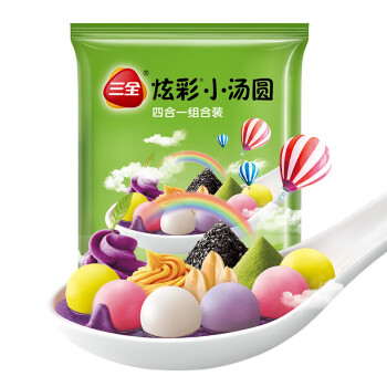 【京东】三全 炫彩小汤圆 四合一组合装 260g 52只（黑芝麻/花生/紫薯/抹茶）早餐 点心 甜品