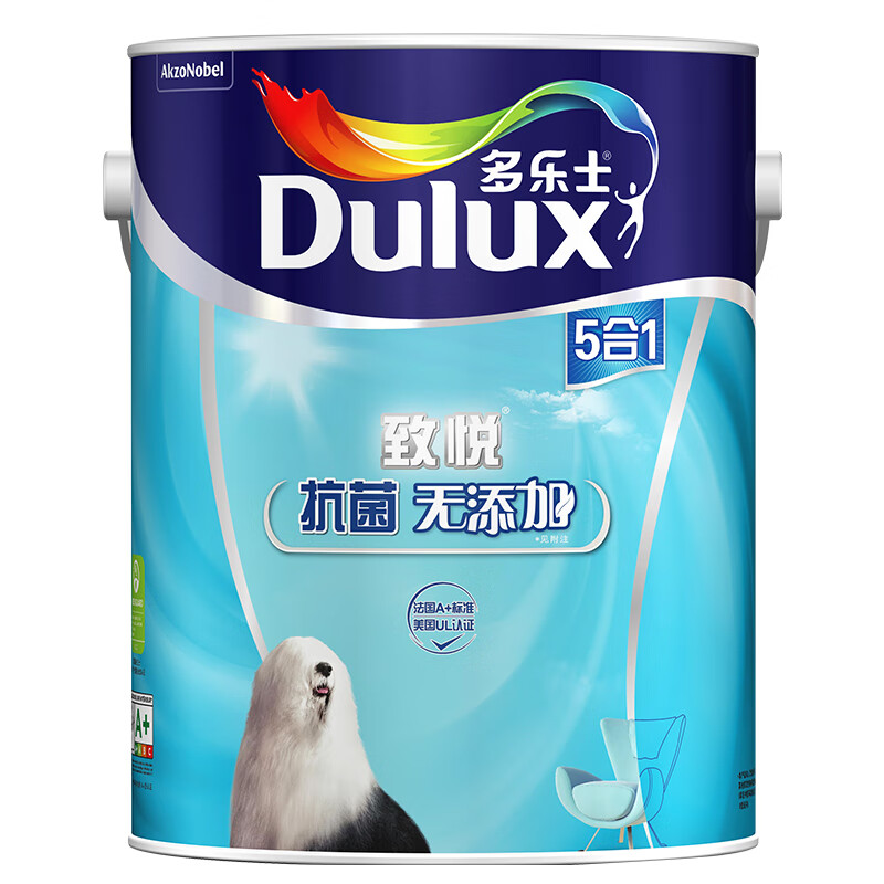 掉价啦~ 之前价格:259.00元
多乐士（Dulux）A741致悦抗菌无添加内墙乳胶漆 油漆涂料 墙面漆 6L【本商品为调色漆 厂家直送】
当前价格:99.00元
