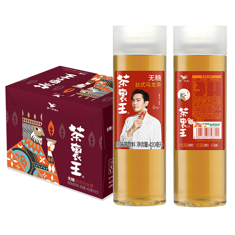四川买2件53，统一 茶里王 台式乌龙茶 无糖茶 420ML*12瓶 装 
买7件146dd

